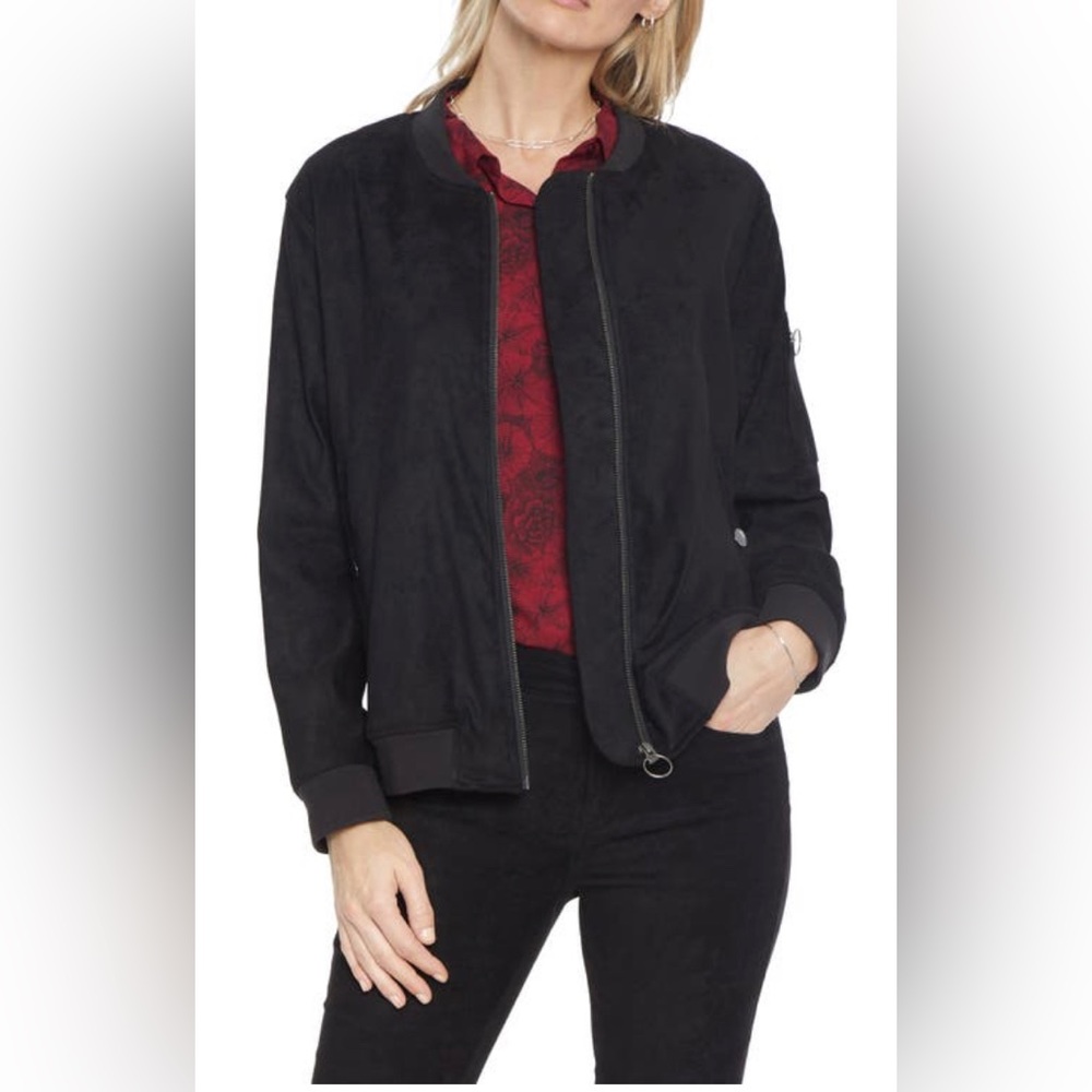 NYDJ faux suede bomber jacket